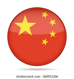 button with national flag of China and shadow