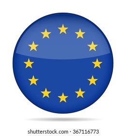 button with national flag of Flag of Europe and shadow