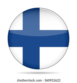 button with national flag of Finland and shadow