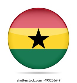 button with national flag of Ghana and shadow