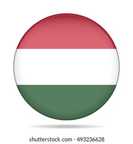 button with national flag of Hungary and shadow