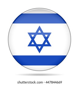 button with national flag of Israel and shadow
