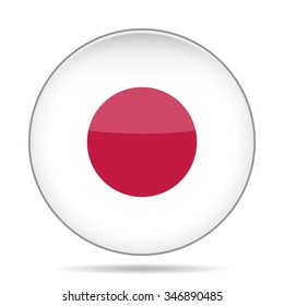 button with national flag of Japan and shadow