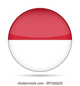 button with national flag of Monaco and shadow