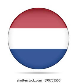 button with national flag of Netherlands and shadow