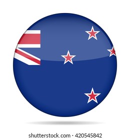button with national flag of New Zealand and shadow