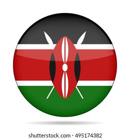 button with national flag - Republic of Kenya and shadow