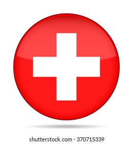 button with national flag of Switzerland and shadow