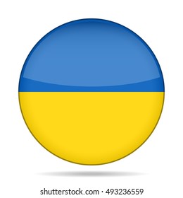 button with national flag of Ukraine and shadow