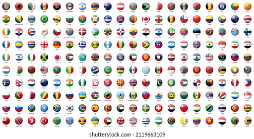 Banderas nacionales botones de los países del mundo