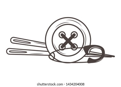 Button needle and pin of tailor shop design