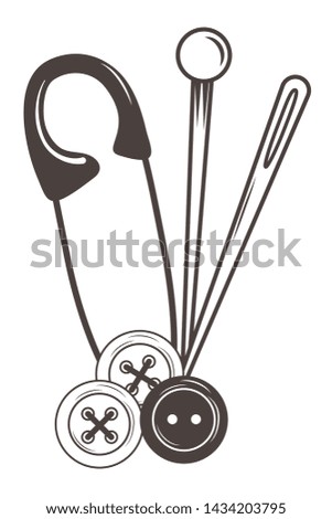 Button needle and pin of tailor shop design
