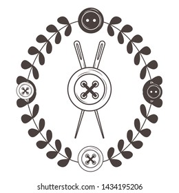 Button and needle of tailor shop design