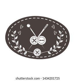 Button and needle of tailor shop design