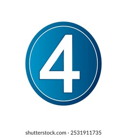 Button with number four on white background. Vector illustration.
