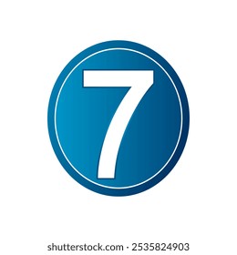 Button with number seven on white background. Vector illustration.