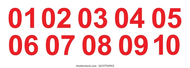 Button numbers. Number, from 1 to 10, flat design isolated vector. Abstract number bullet point arrow. Vector illustration.
