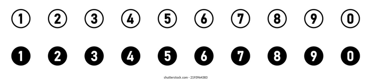 Button numbers. Number, from 1 to 9, flat design isolated vector. EPS 10