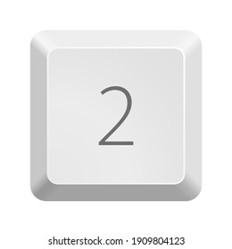 Button With Numeral 2 Two. Icon Vector Illustration.  