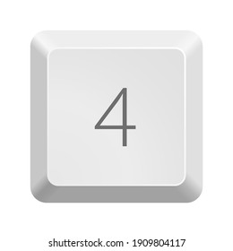 Button with numeral 4 four. Icon Vector Illustration.  