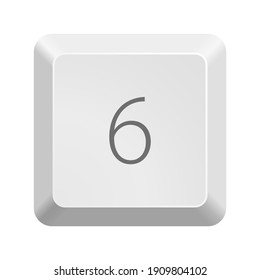 Button with numeral 6 six. Icon Vector Illustration.  