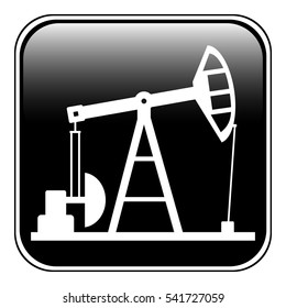Button with oil pump icon on white background. Vector illustration.