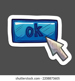 Button OK and arrow vector sticker