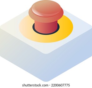 Button on electronic device, isolated piece of gadget with red knob for pushing or clicking. Switch or remote controller, operating systems and processes with pulling. Vector in flat style