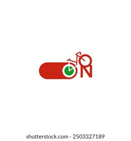 Button on and off combination with bike logo design.