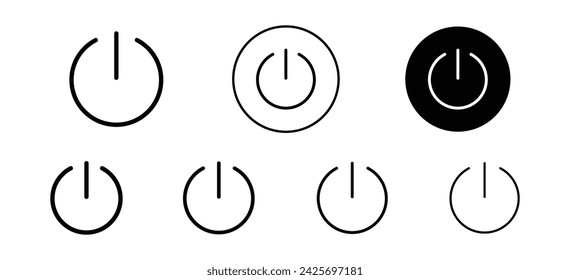 Button on off vector icon set collection. Button on off Outline flat Icon.