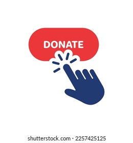 Button for Online Donate Silhouette Icon. Donation with Click Pictogram. Support and Give Help Online Icon. Charity and Donation Concept. Isolated Vector Illustration.