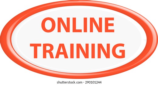 Button online training . The round shape. 3D. Vector illustration.