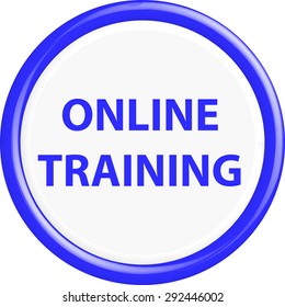 Button online training . The round shape. 3D. Vector illustration.