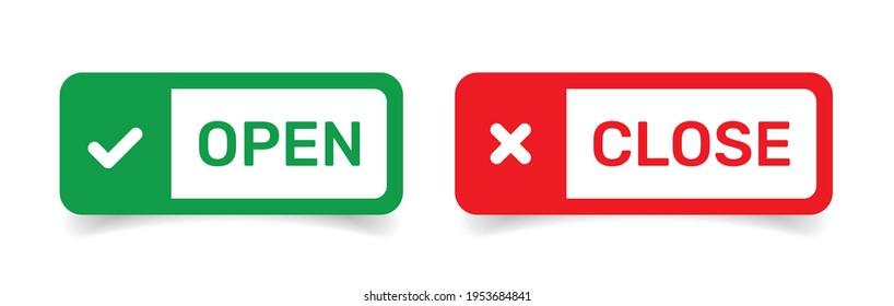 Button open close red and green color vector illustration.