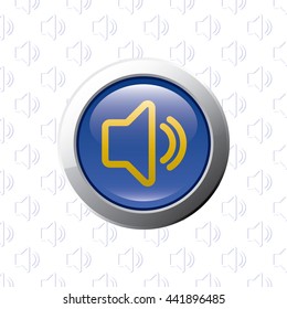 Button with PC Speaker Symbol - Glossy Blue Grey and Orange Elements on PC Speaker Symbol Wallpaper Background - Bevel 3D Realistic Style