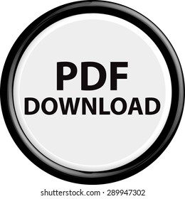 Button PDF download . The round shape. 3D. Vector illustration.