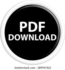 Button PDF download . The round shape. 3D. Vector illustration.