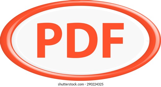  Button PDF. The round shape. 3D. Vector illustration.
