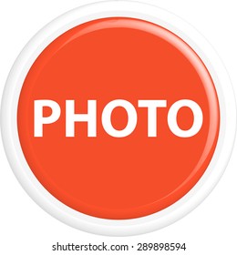 Button photo . The round shape. 3D. Vector illustration.