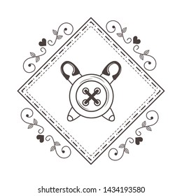 Button and pin of tailor shop design