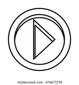 Button play icon in outline style on a white background