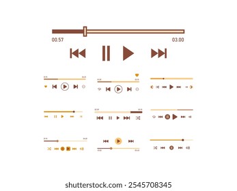 Botão Tocar conjunto de elementos de música 