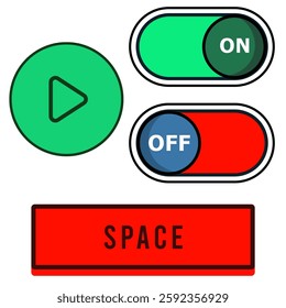 button play vector illustration set