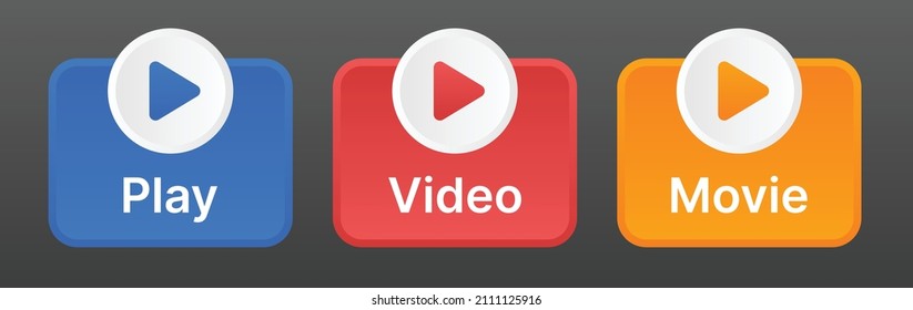 Button of play video movie icon vector. Video audio player.