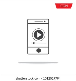 button play video on smartphone icon isolated on transparent background.
