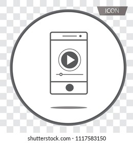 button play video on smartphone icon isolated on background.