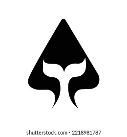 Button play, whale Tail, vector logo in modern style