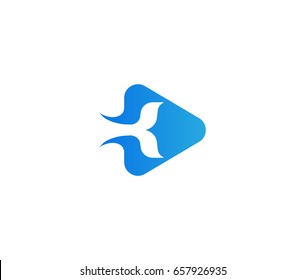 Button play, whale Tail, vector logo in modern style