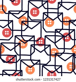 Button and pocket repeat pattern. For fabric,paper,wrap,t-shirt,textile, poster, card, scrapbooking, birthday and party invitation, wallpaper or background.