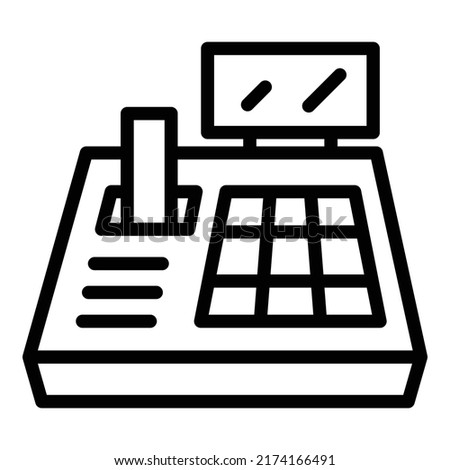 Button pos terminal icon outline vector. Center check. Machine store